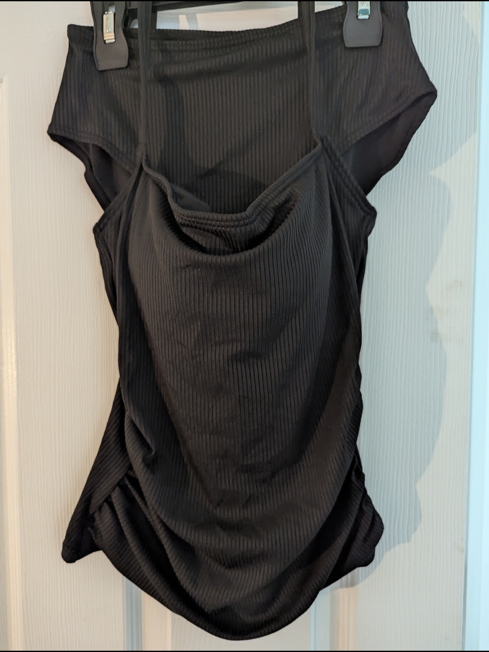 Black Ribbed Two-Piece Swim Suit - Classic Scoop Neck